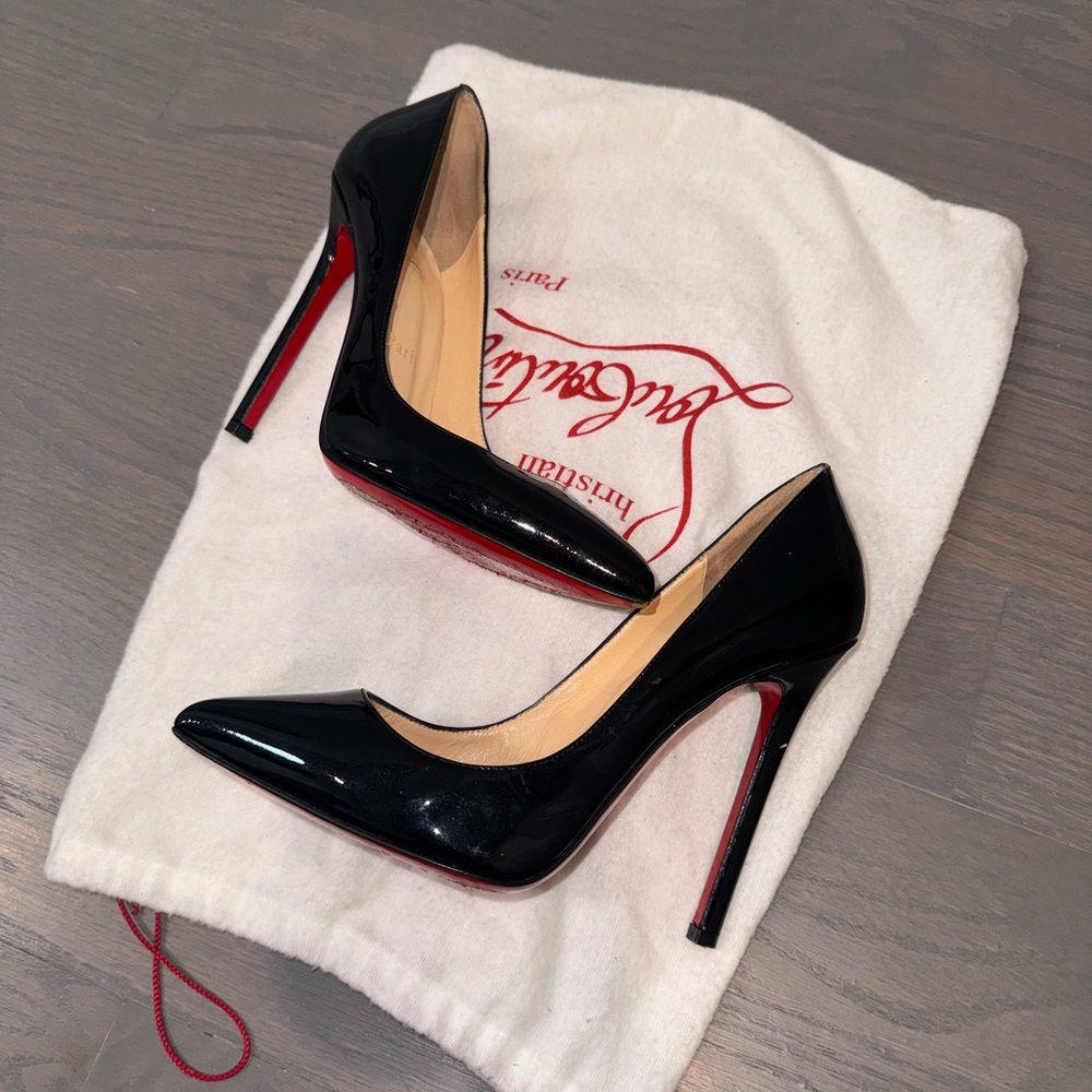 Christian louboutin Pigalle 100mm patent black pumps